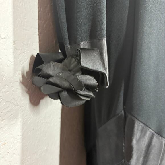 Vintage Victor Costa Ribbon Trim Sheath Dress Black Event Flower Applique Trim M - Picture 3 of 12